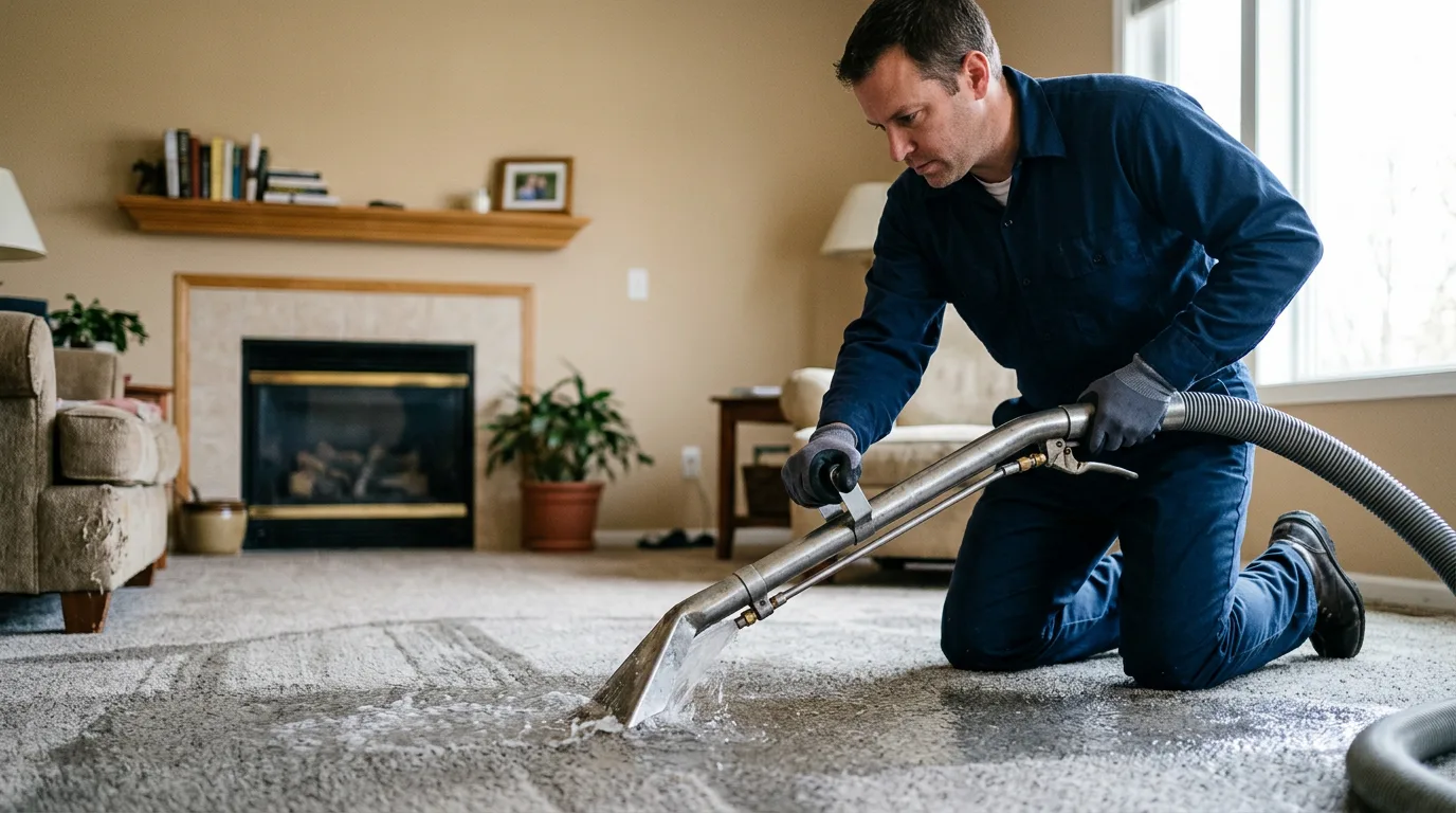 Water damage restoration technician working near Greenwood, MO
